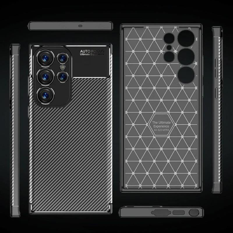 Carbon Fiber Pattern Phone Case, 1 Count Shockproof Phone Protective Cover for Samsung S24 Ultra, Phone Accessory Compatible with Samsung Galaxy S24 Ultra/S23 Ultra/S22 Ultra