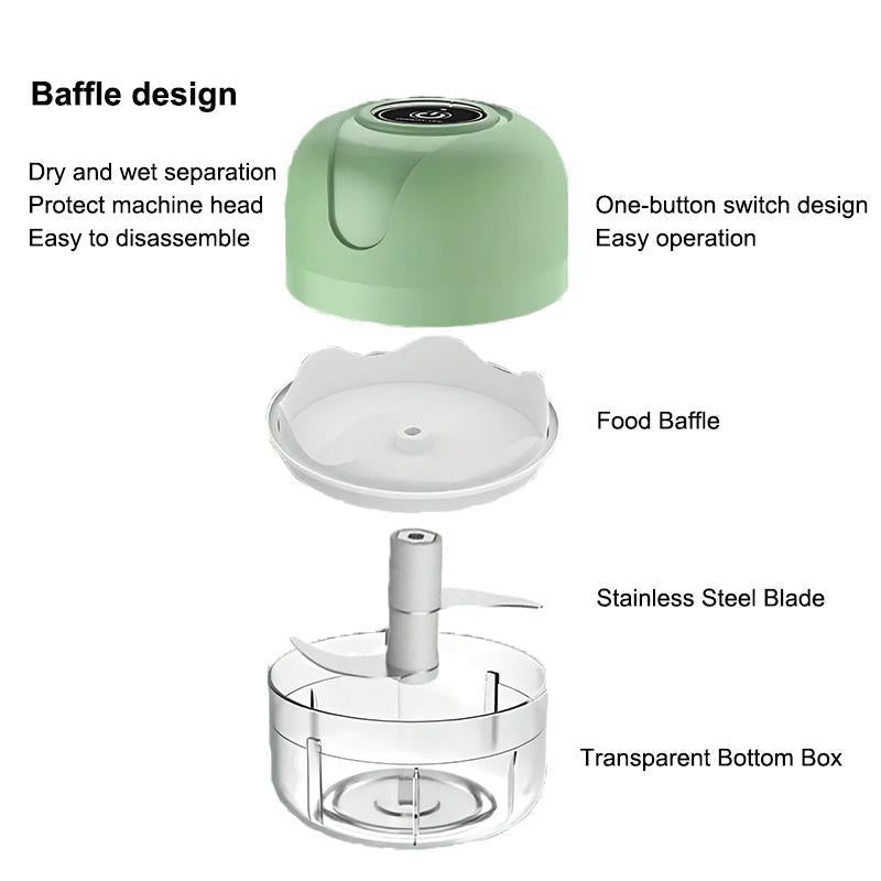 USB Rechargeable Electric Garlic Chopper, 100Ml Wireless Garlic Masher for Daily Seasoning, Household Kitchen Appliances for Home, Camping