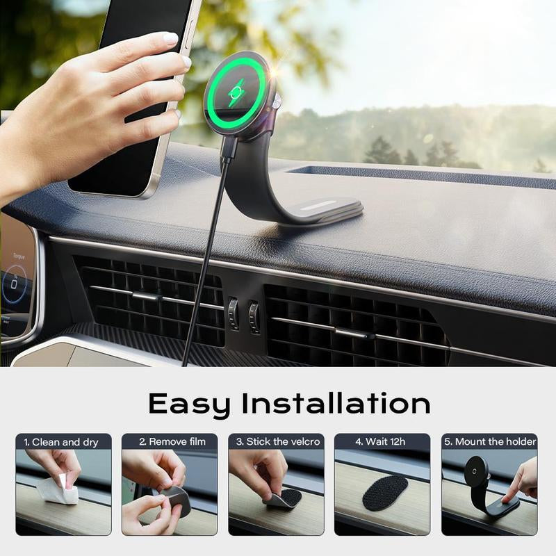 Magnetic Car Phone Holder, Multipurpose Car Phone Holder with 2 Magnetic Ring & 1 Base, Phone Stand, Car Phone Holder for Iphone 15/14/13/12 Pro plus Max, Car Phone Mount