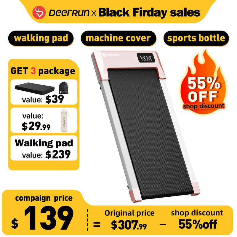 【Black Firday 】 Walking Pad Q1 Urban-Normal- Golden+Sports Water Bottle+ Treadmill Cover