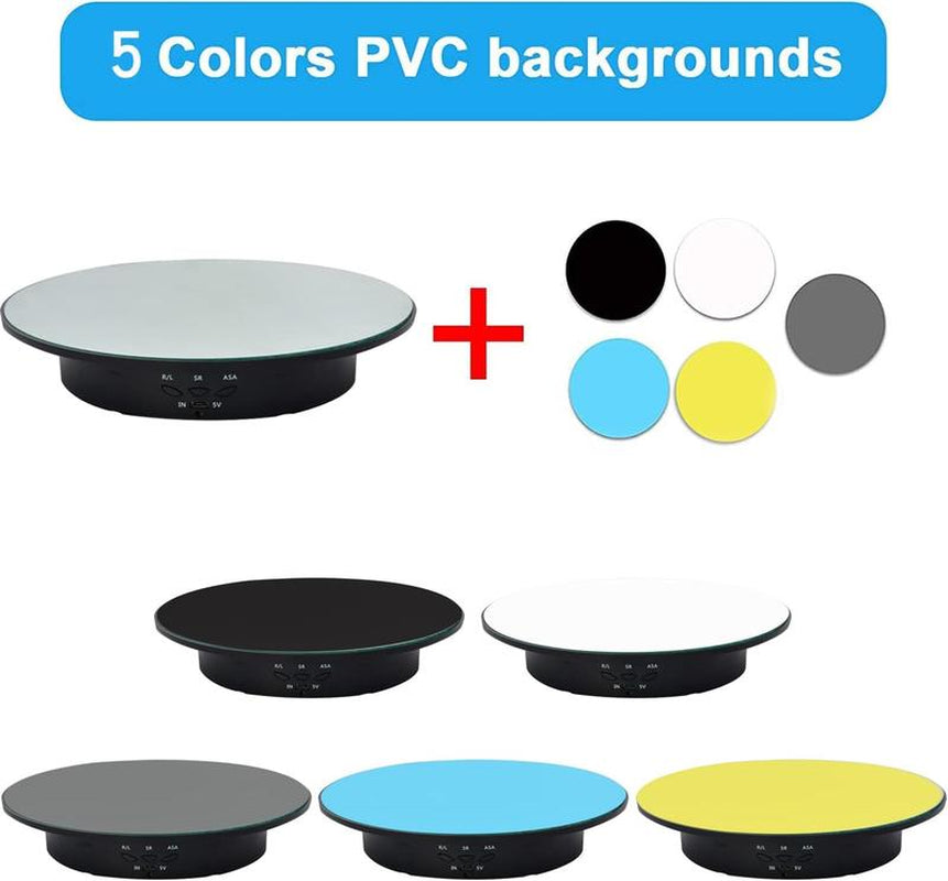 360 Degree Rotating Display Stand,360 Degree Photography Turntable with Remote Control,5 PVC Backgrounds,Battery/Usb Power Supply for Photography Product Shows 360 Photo Booth Adjustable 360-Degree Rechargeable Camera Plug Smartphone