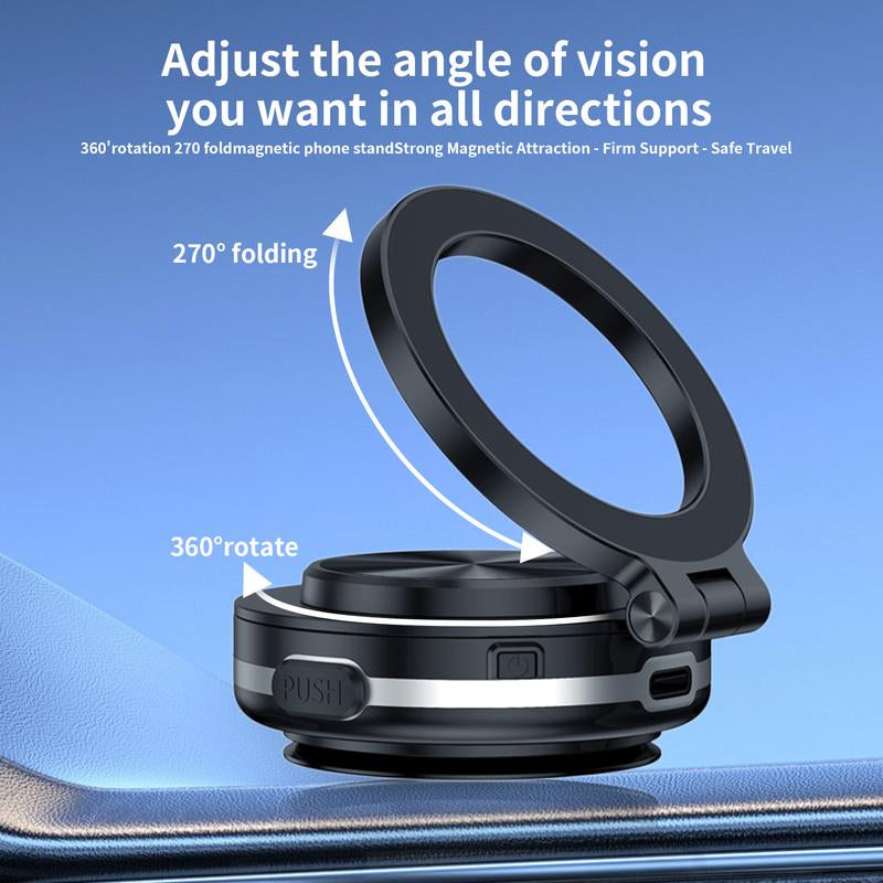 360° Rotatable Car Magnetic Phone Holder, Vacuum Adsorption & Magnetic Adsorption Double-Sided, for Windshield and Dashboard, Kitchen, Bedroom, Office, Multifunctional Phone Accessories for Iphone & Android Smartphone