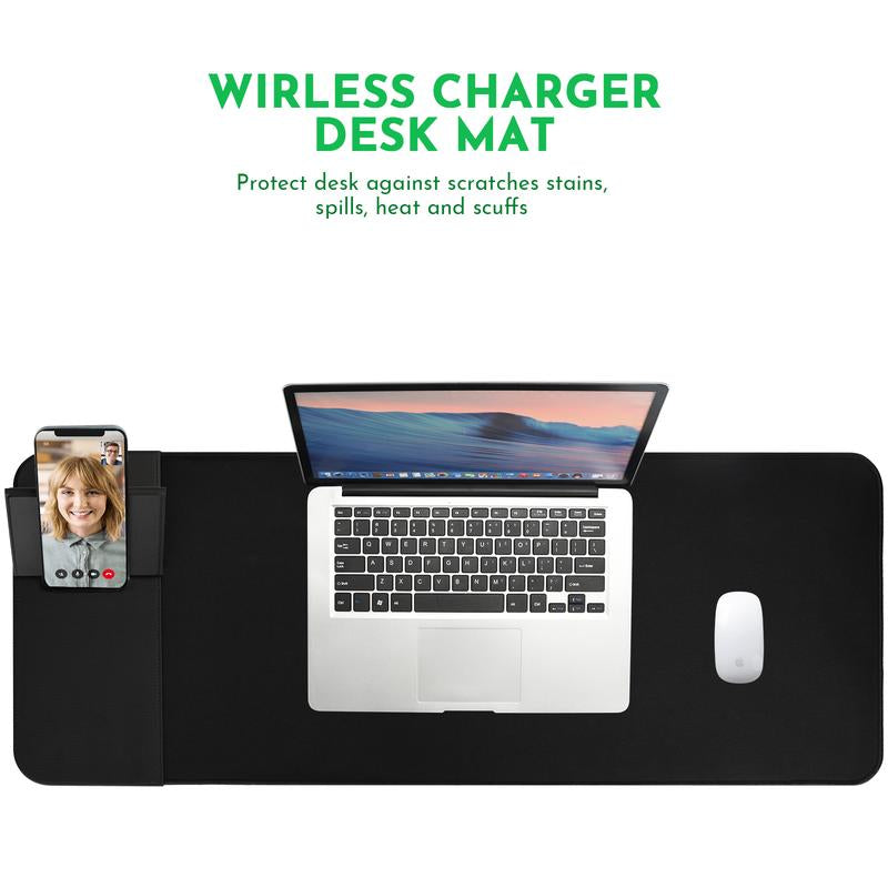 Wireless Charging Mouse Pad 15W Fast Charging with Foldable Phone Holder Gaming Mouse Pad Extra Large Mousepad Base Computer Keyboard Mat for Macbook, PC, Laptop