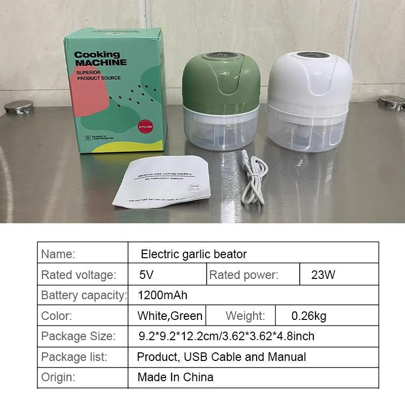 USB Rechargeable Electric Garlic Chopper, 100Ml Wireless Garlic Masher for Daily Seasoning, Household Kitchen Appliances for Home, Camping