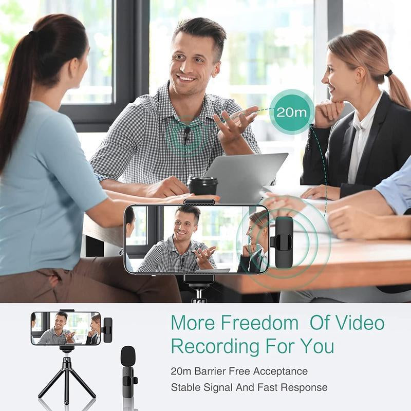 Wireless Lavalier Microphone for Iphone, Android Wireless Clip-On Microphone Professional Mic for Recording,Interview,Live Streaming,Selfie for Phones Wireless USB Wireless Microphone Portable Wireless Portable Wireless