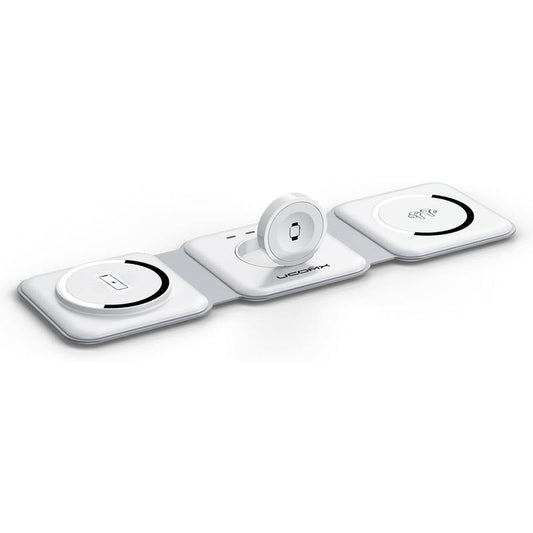 Awwpicks Magnetic Foldable 3 in 1 Wireless Charging Station, Top Speed Wireless Charger for Multple Device with Adapter, Not Suitable for Android, Compatible for Iphone 16/15/14/13/12, Airpods, Iwatch, Halloween, Easter, Christmas Gifts (Black)