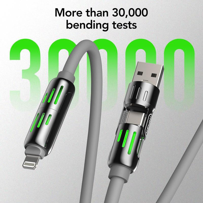 Aioneus 4 in 1 Fast Charger Cable & 4-Port 40W Fast Charger Block, Travel Charger Set, Boyfriend Gift, Christmas Gift