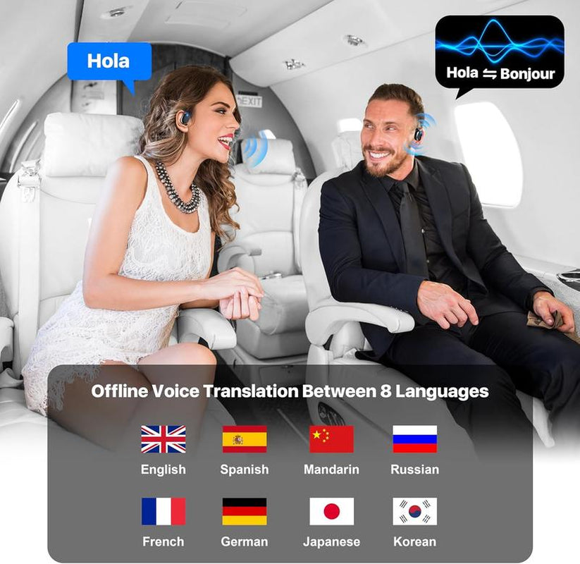 Language Translator Earbuds: 3In1 Translator Earphones for 144 Languages & Accents & 8 Offline Translation Packs