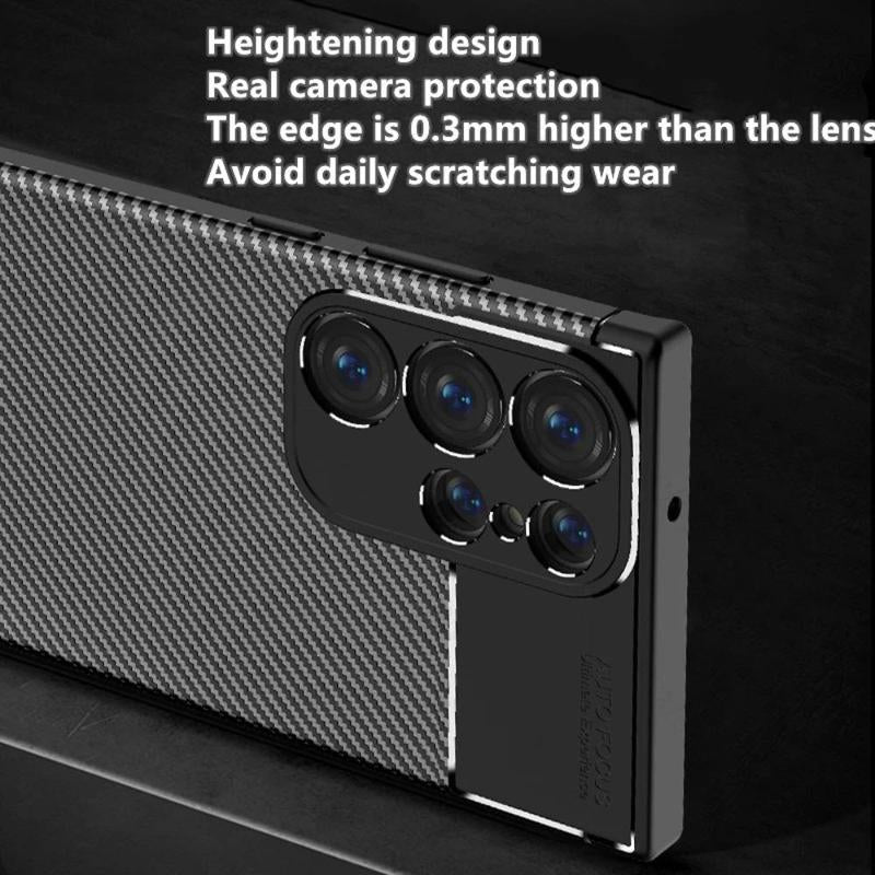 Carbon Fiber Pattern Phone Case, 1 Count Shockproof Phone Protective Cover for Samsung S24 Ultra, Phone Accessory Compatible with Samsung Galaxy S24 Ultra/S23 Ultra/S22 Ultra