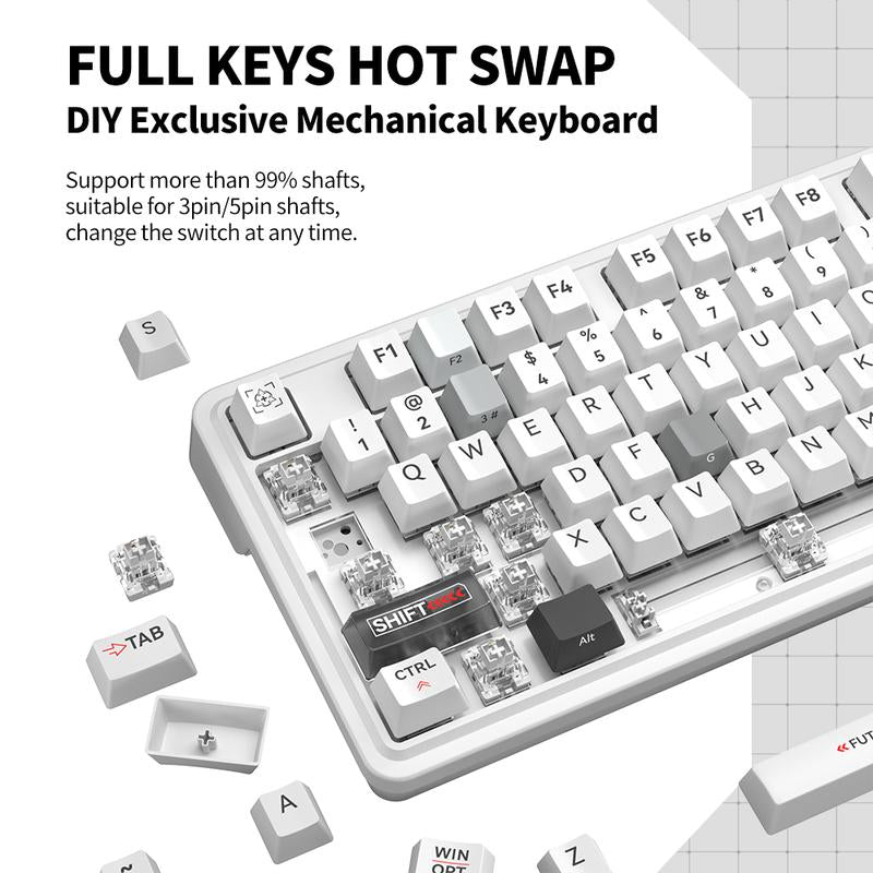 ZIFRIEND ZT82 Customized Mechanical Keyboard Gasket Structure Gaming Hot Swap Keyboard Wired Keyboard White Black