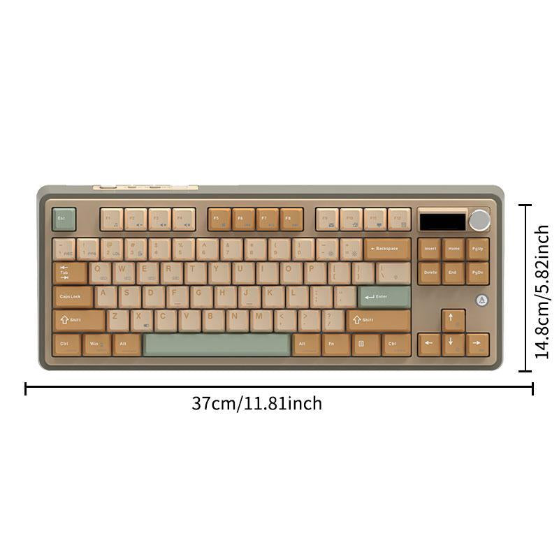 AJAZZ AK870 Wireless Mechanical Keyboard, Rechargeable 3 Modes Wireless Bluetooth-Compatible Gaming Keyboard, TFT Color Screen Gaming Keyboard