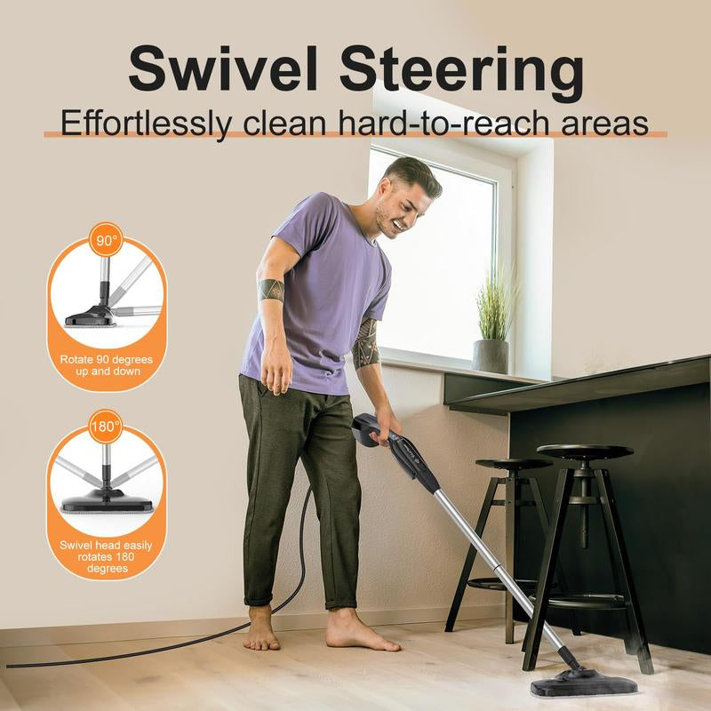 Powerful Heavy Duty Steam Mop with 17 Accessories for Deep Cleaning, Portable and Multifunction Floor Steamer, Pressurized Handheld Steam Cleaner for Hardwood, Tile, Grout and Windows