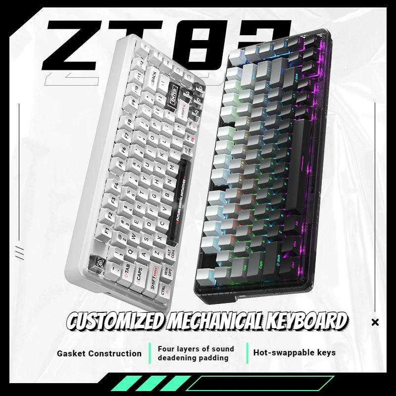 ZIFRIEND ZT82 Customized Mechanical Keyboard Gasket Structure Gaming Hot Swap Keyboard Wired Keyboard White Black