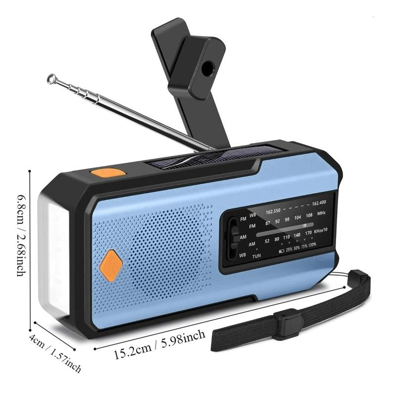 Durable Emergency Hand Crank Radio with 3Leds Flashlight for Summer Gift, AM/FM Portable Weather Radio with 2000Mah Power Bank Phone Charging & SOS Alarm, Audio Radio for Outdoor Camping