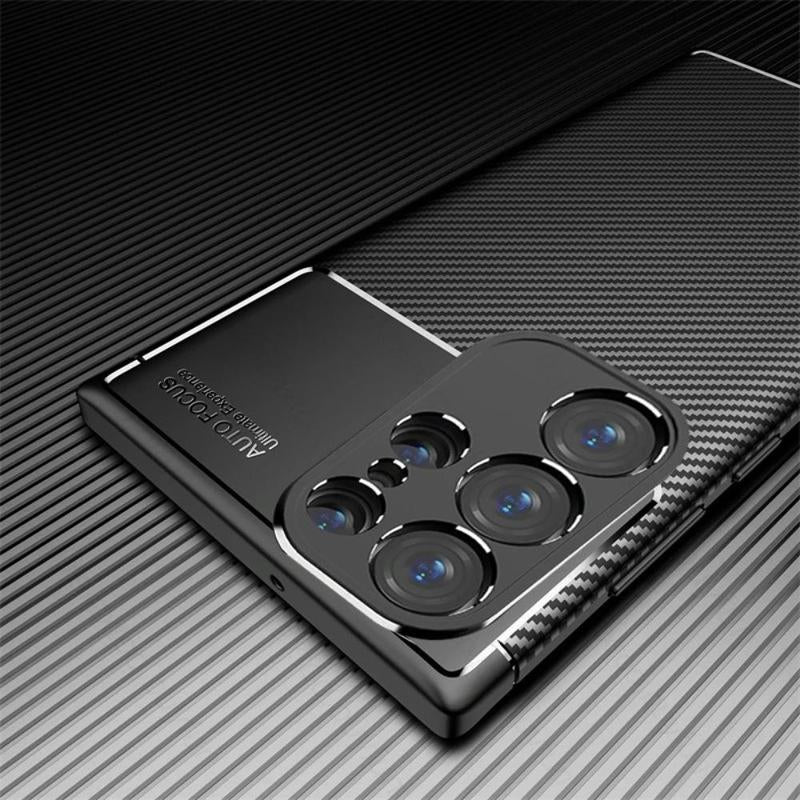 Carbon Fiber Pattern Phone Case, 1 Count Shockproof Phone Protective Cover for Samsung S24 Ultra, Phone Accessory Compatible with Samsung Galaxy S24 Ultra/S23 Ultra/S22 Ultra