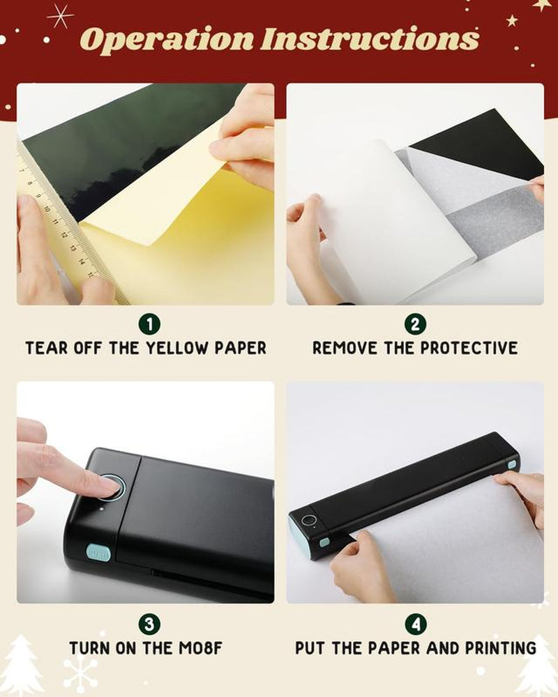 Christmas and Halloween Gift, Phomemo M08F Wireless Tattoo Transfer Stencil Printer, Thermal Copier Machine with 10Pcs Free Transfer Paper, Tattoo Printer Kit for Tattoo Artists & Beginners, Compatible with Smartphone & Pc