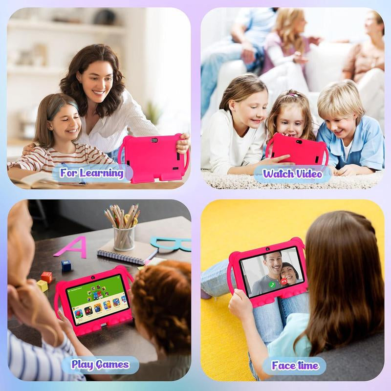 2.4G Wifi/Bt 7 Inch Android 12 Tablet, 2GB RAM & 32GB ROM IPS Screen Tablet with Shockproof Case, Parental Control Tablet, Educational Tablet for Home