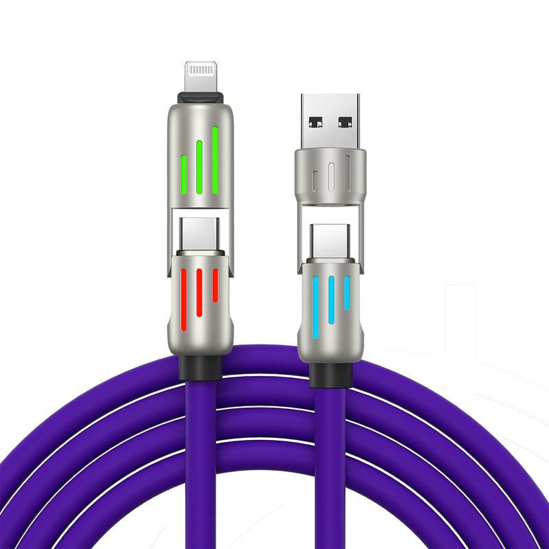 4-In-1 Multi USB Charging Cable with USB A,Type C, Lightning -MAX 240W Fast Charging & Data Sync for Iphone 16/15, Ipad Pro, Samsung & Laptops Smartphone Cellphone
