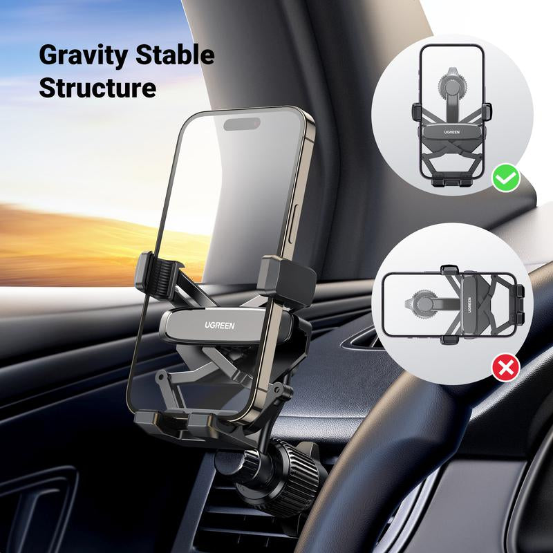 UGREEN Car Phone Holder 360 Degree Rotated Gravity Air Vent Phone Mount, Universal Cell Phone Holder for Most Smartphones, Compatible with Iphone 15, Galaxy S24, Android Phones Phoneholder 360Rotation Accessories Cellphone-Black Friday