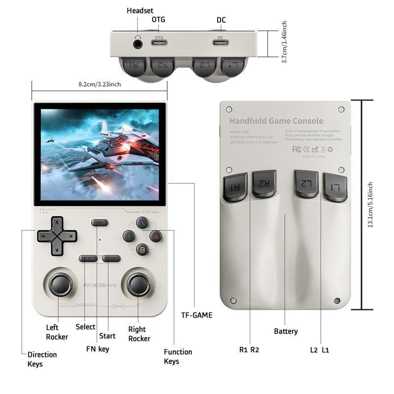 R36S Retro Video Handheld Game Console Linux System 3.5 in IPS Screen Built in 2500Mah Battery 32G+64G TF Card Preinstalled Gamess Retro Handheld