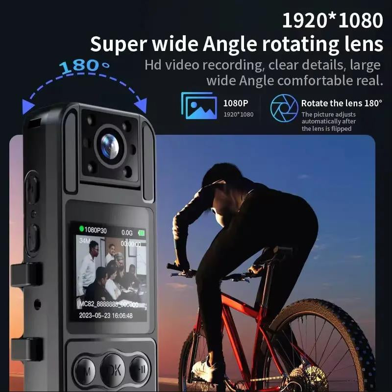 Portable Camera with High-Definition 1080P Lens That Can Rotate 180 °,Infrared Night Vision,Suitable for Police Law Enforcement Recording Rechargeable