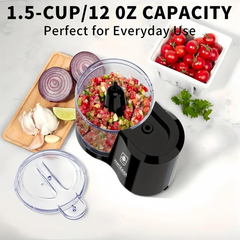 1.5 Cup/12Oz Electric Food Chopper, Portable Mini One Touch Pulse Design Electric Vegetable Chopper, Kitchen Food Processor for Dicing, Chopping & Pureeing, Household Appliances