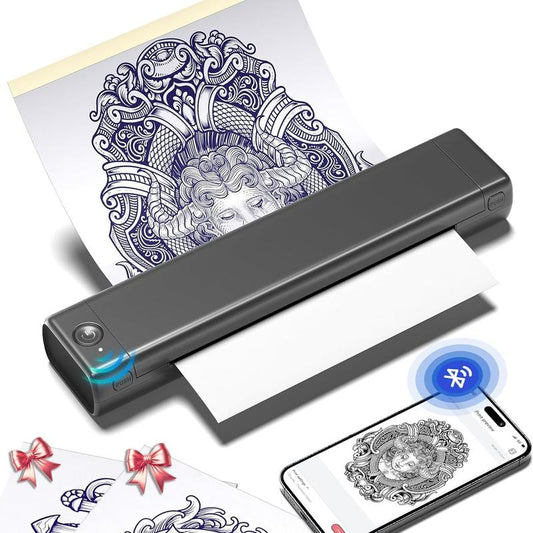 Christmas and Halloween Gift, Phomemo M08F Wireless Tattoo Transfer Stencil Printer, Thermal Copier Machine with 10Pcs Free Transfer Paper, Tattoo Printer Kit for Tattoo Artists & Beginners, Compatible with Smartphone & Pc