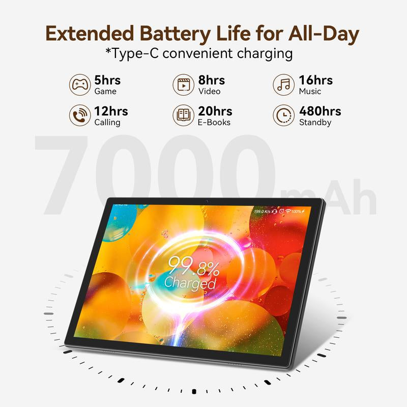 2024 Newest Tablet Android 14 Tablets 10 Inch, 128GB ROM+8GB RAM+512GB Expandable, Octa-Core Processor, 2 in 1 Tablet with Keyboard Case Mouse, 7000Mah Battery Tablet PC, 5G Wifi, Dual Camera, BT5.0 Tablet on Sale Internet Tablet