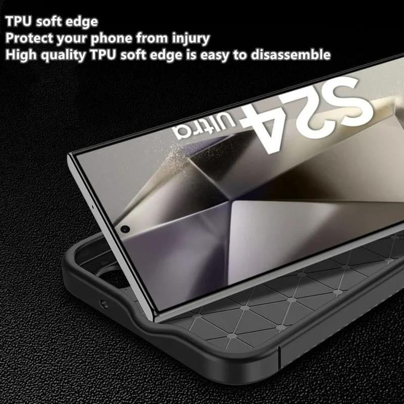 Carbon Fiber Pattern Phone Case, 1 Count Shockproof Phone Protective Cover for Samsung S24 Ultra, Phone Accessory Compatible with Samsung Galaxy S24 Ultra/S23 Ultra/S22 Ultra