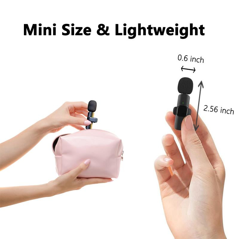 Wireless Lavalier Microphone for Iphone, Android Wireless Clip-On Microphone Professional Mic for Recording,Interview,Live Streaming,Selfie for Phones Wireless USB Wireless Microphone Portable Wireless Portable Wireless