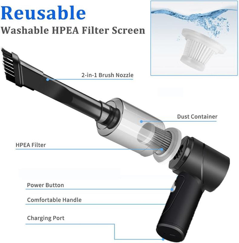 Car Vacuum Cleaner High Power Handheld Mini Vacuum Cordless,9000Pa Strong Suction,Rechargeable Portable Vacuum Cleaner Dust Buster Air Blower,Car Interior Care Tool