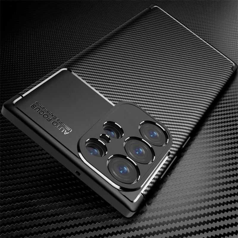 Carbon Fiber Pattern Phone Case, 1 Count Shockproof Phone Protective Cover for Samsung S24 Ultra, Phone Accessory Compatible with Samsung Galaxy S24 Ultra/S23 Ultra/S22 Ultra