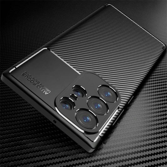 Carbon Fiber Pattern Phone Case, 1 Count Shockproof Phone Protective Cover for Samsung S24 Ultra, Phone Accessory Compatible with Samsung Galaxy S24 Ultra/S23 Ultra/S22 Ultra