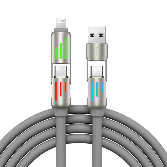 4-In-1 Multi USB Charging Cable with USB A,Type C, Lightning -MAX 240W Fast Charging & Data Sync for Iphone 16/15, Ipad Pro, Samsung & Laptops Smartphone Cellphone