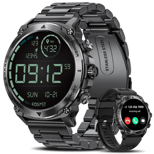 FOSMET Multifunctional Smart Watch for Men, AMOLED Display Smart Watches, Water Resistance Watch, Wearable Devices for Iphone Android Smartphone, Gift for Men