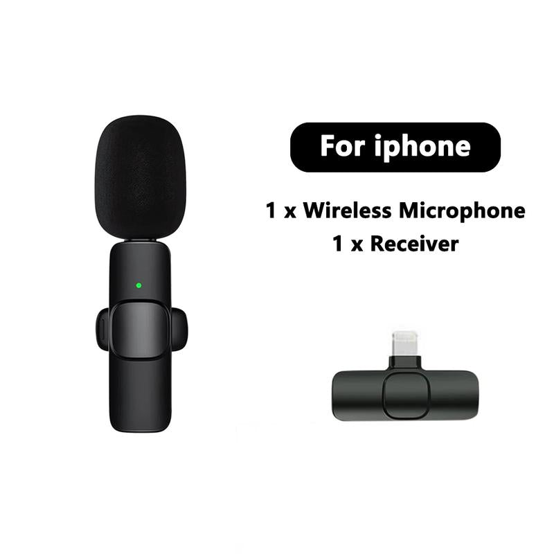 Wireless Lavalier Microphone for Iphone, Android Wireless Clip-On Microphone Professional Mic for Recording,Interview,Live Streaming,Selfie for Phones Wireless USB Wireless Microphone Portable Wireless Portable Wireless