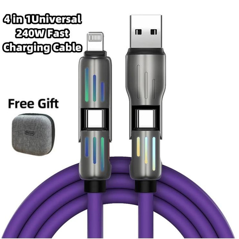Aioneus 4 in 1 Fast Charger Cable & 4-Port 40W Fast Charger Block, Travel Charger Set, Boyfriend Gift, Christmas Gift