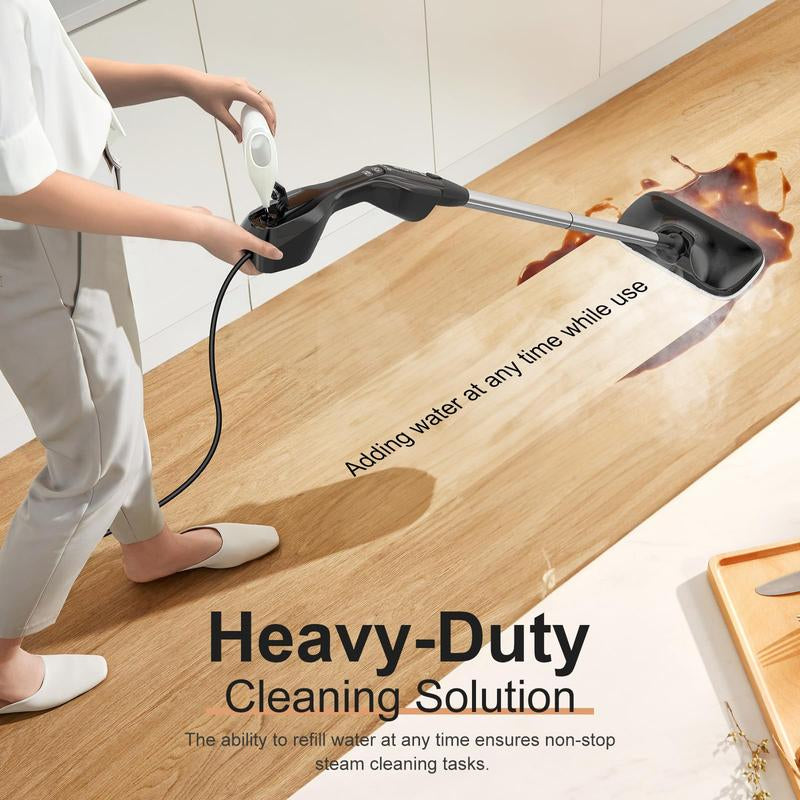 Powerful Heavy Duty Steam Mop with 17 Accessories for Deep Cleaning, Portable and Multifunction Floor Steamer, Pressurized Handheld Steam Cleaner for Hardwood, Tile, Grout and Windows