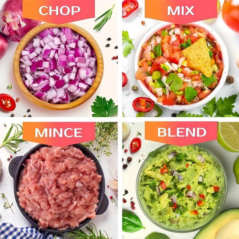1.5 Cup/12Oz Electric Food Chopper, Portable Mini One Touch Pulse Design Electric Vegetable Chopper, Kitchen Food Processor for Dicing, Chopping & Pureeing, Household Appliances
