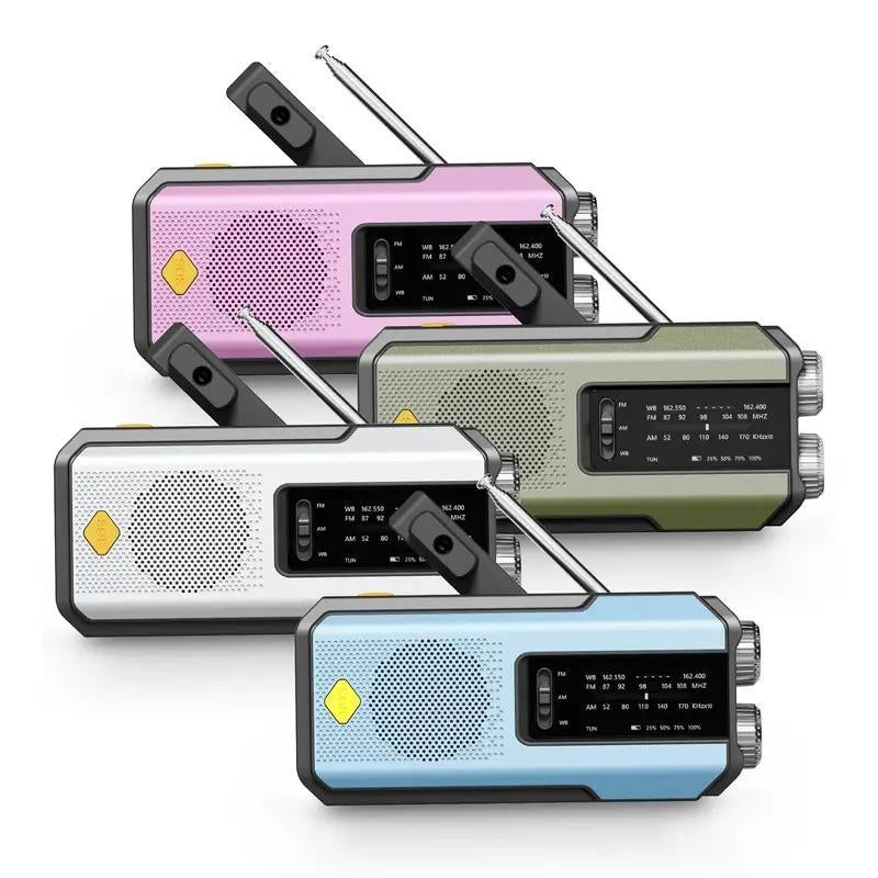 Durable Emergency Hand Crank Radio with 3Leds Flashlight for Summer Gift, AM/FM Portable Weather Radio with 2000Mah Power Bank Phone Charging & SOS Alarm, Audio Radio for Outdoor Camping