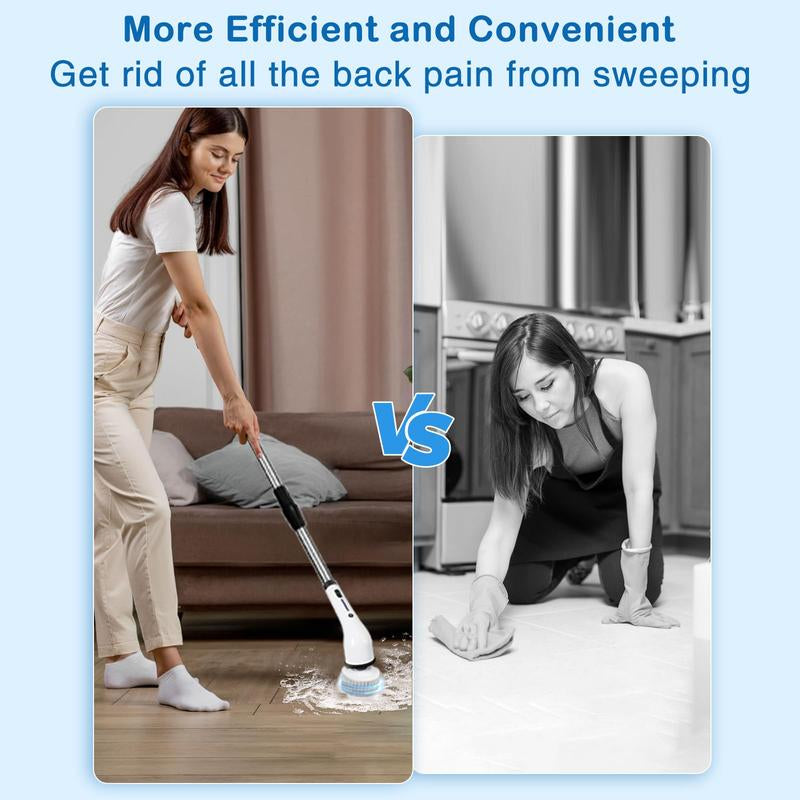 Multi-Functional Electric Spin Scrubber, 8 in 1 Cordless Cleaning Brush, 2 Adjustable Power Cleaning Brush with 8 Brush Heads and Adjustable Handle