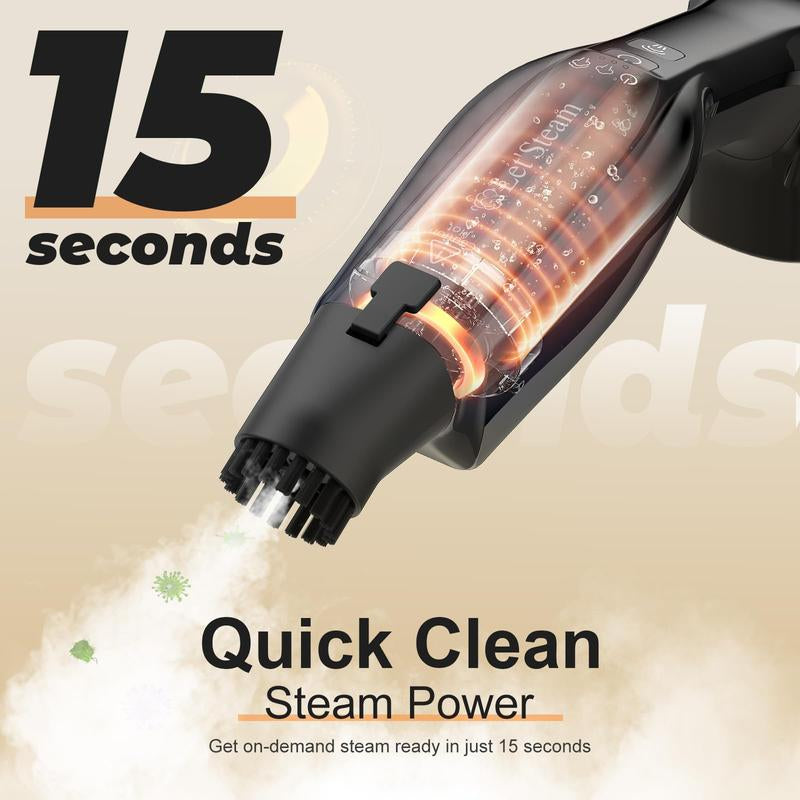 Powerful Heavy Duty Steam Mop with 17 Accessories for Deep Cleaning, Portable and Multifunction Floor Steamer, Pressurized Handheld Steam Cleaner for Hardwood, Tile, Grout and Windows