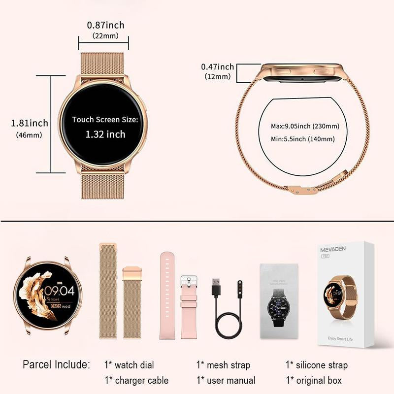 1.32 Inch Touch Screen Smart Watch with Replacement Band, Bluetooth-Compatible Calling Smart Watch, Multifunction Sports Fitness Watch for Ios & Android Phone