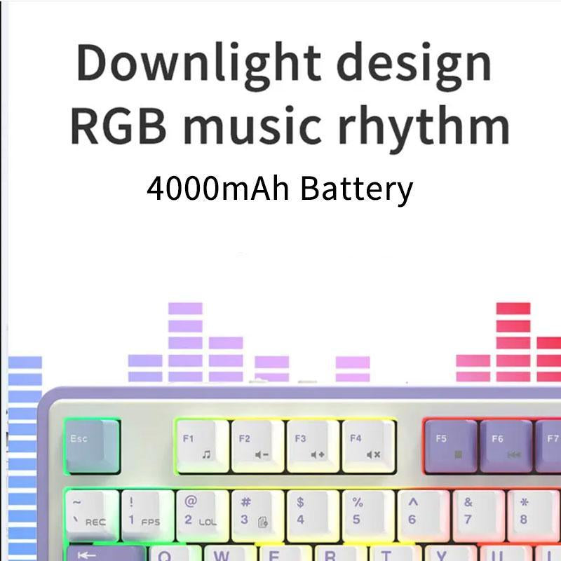AJAZZ AK870 Wireless Mechanical Keyboard, Rechargeable 3 Modes Wireless Bluetooth-Compatible Gaming Keyboard, TFT Color Screen Gaming Keyboard