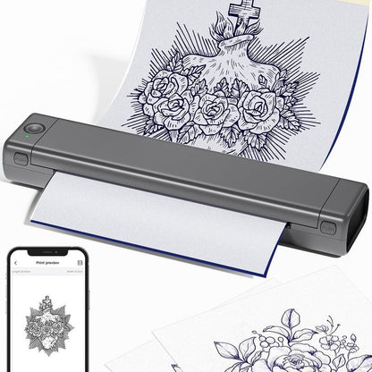 Christmas and Halloween Gift, Phomemo M08F Wireless Tattoo Transfer Stencil Printer, Thermal Copier Machine with 10Pcs Free Transfer Paper, Tattoo Printer Kit for Tattoo Artists & Beginners, Compatible with Smartphone & Pc
