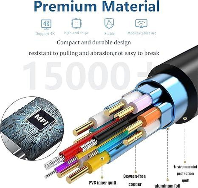 [Apple Mfi Certified] Lightning to HDMI Adapter for Phone to Tv,Compatible with Iphone,Ipad, Sync Screen Connector Directly Connect on Hdtv/Monitor/Projector NO Need Power Supply,Support IOS11.0 Cable Device