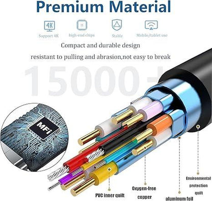 [Apple Mfi Certified] Lightning to HDMI Adapter for Phone to Tv,Compatible with Iphone,Ipad, Sync Screen Connector Directly Connect on Hdtv/Monitor/Projector NO Need Power Supply,Support IOS11.0 Cable Device