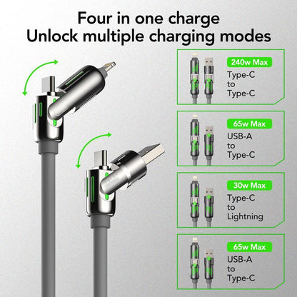 Aioneus 4 in 1 Fast Charger Cable & 4-Port 40W Fast Charger Block, Travel Charger Set, Boyfriend Gift, Christmas Gift