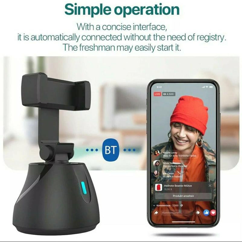 Portable All-In-One Smart Selfie Stick, 360° Rotates Auto Face & Object Tracking Vlog Shooting Smartphone Mount Holder Accessories Android
