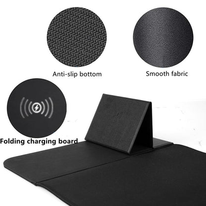 Wireless Charging Mouse Pad 15W Fast Charging with Foldable Phone Holder Gaming Mouse Pad Extra Large Mousepad Base Computer Keyboard Mat for Macbook, PC, Laptop